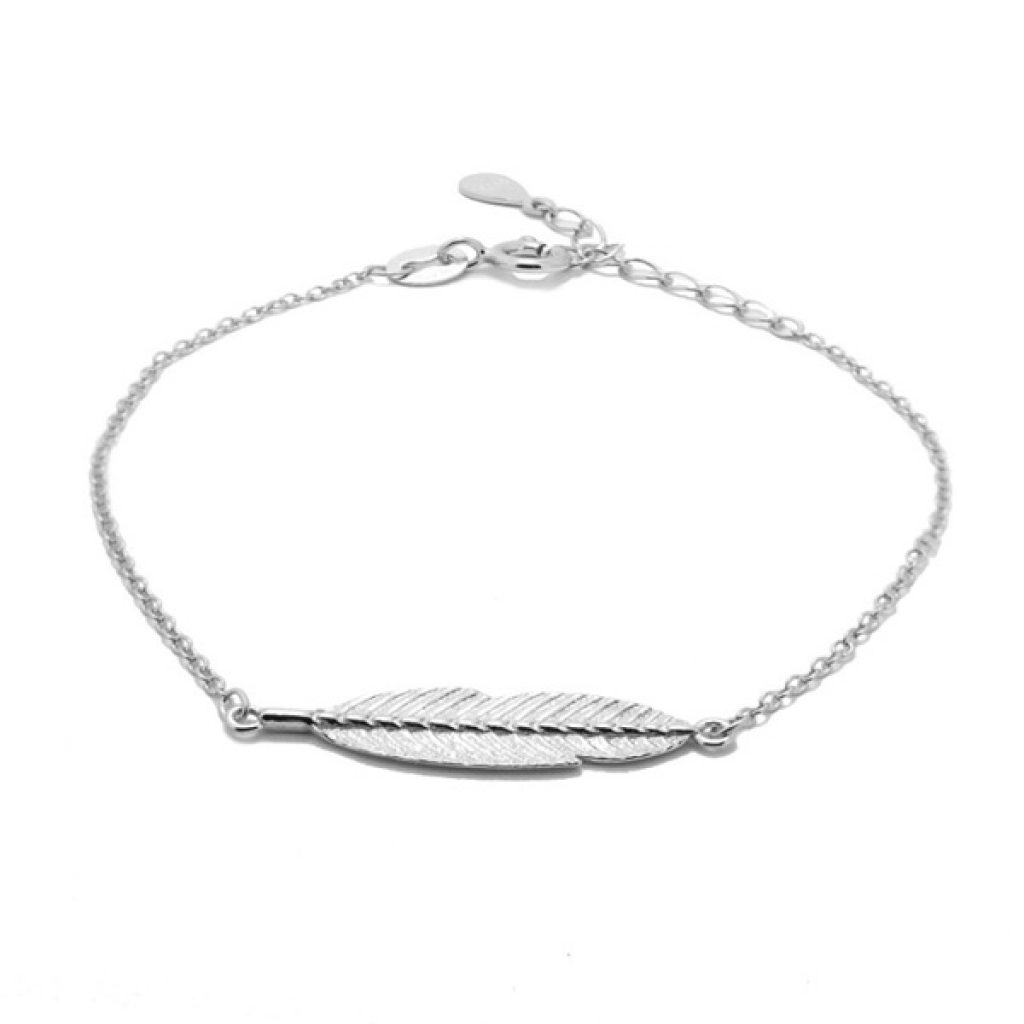 Pulsera pluma en plata